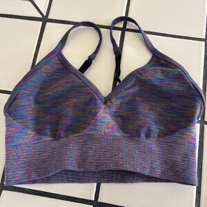 lululemon purple space holographic effect ebb to street bra size 6 c/d cup